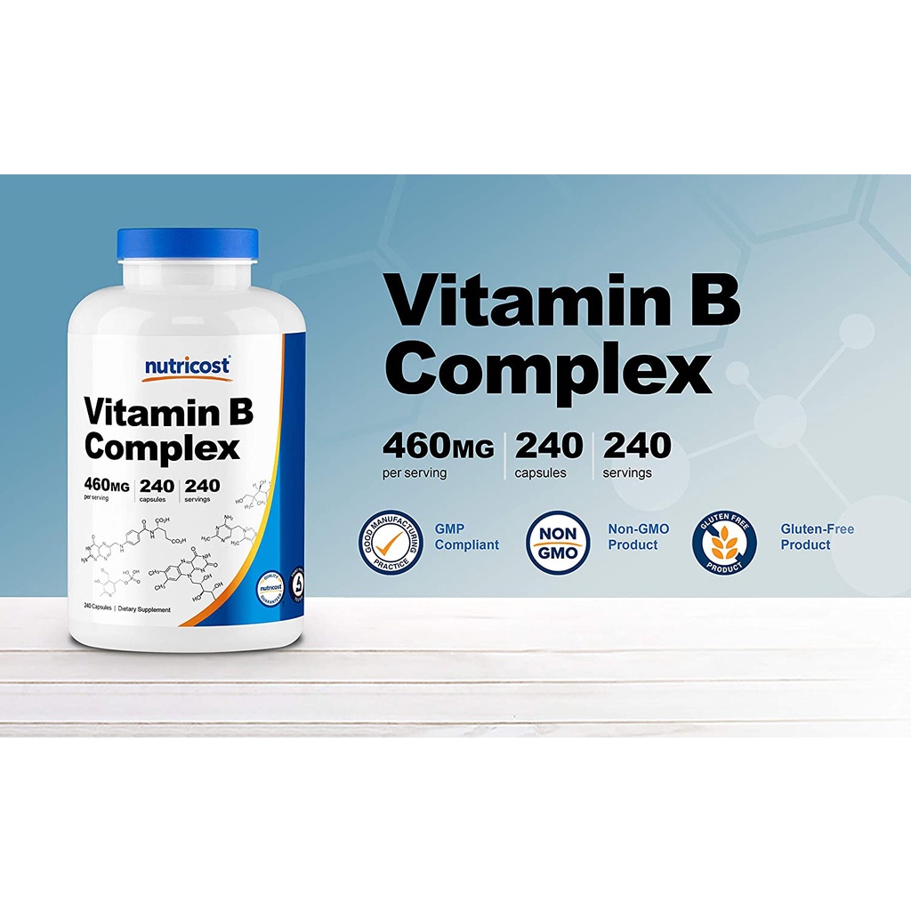 Nutricost Vitamin B Complex 460mg Viên Uống Bổ Sung Vitamin Nhóm B Toàn Diện Bảo Vệ Sức Khỏe