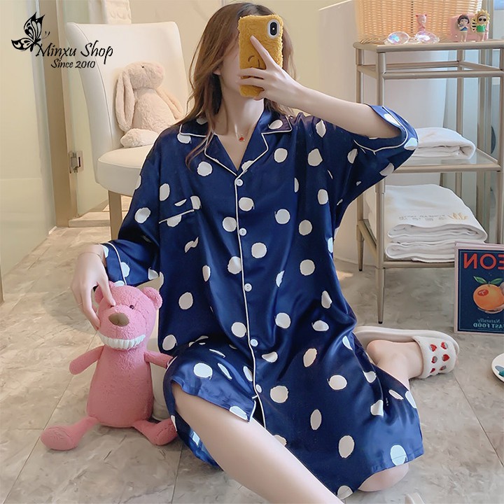 Váy ngủ pijama lụa Quảng Châu cao cấp, mặc ngủ mềm mát, sang chảnh, sexy mã VP