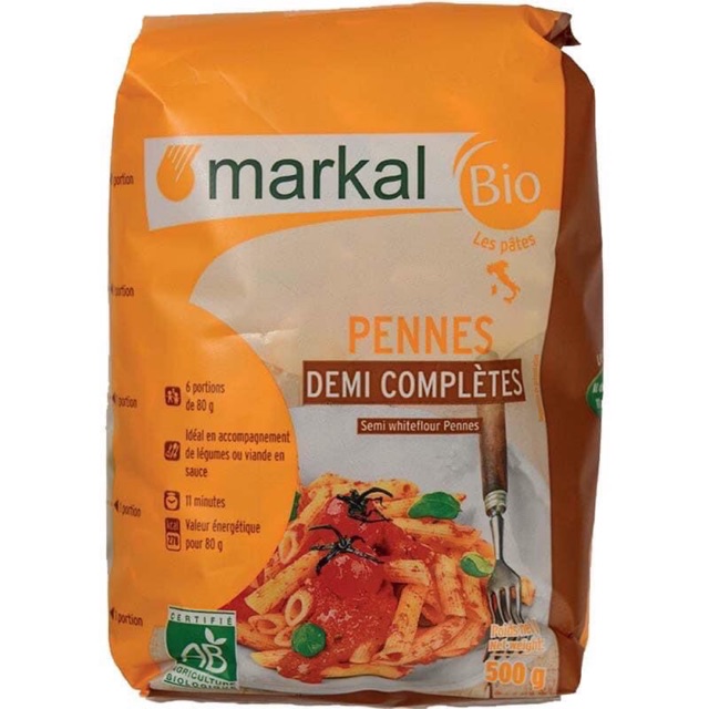 💕 Mì ống penne bán lứt hữu cơ Markal 500g