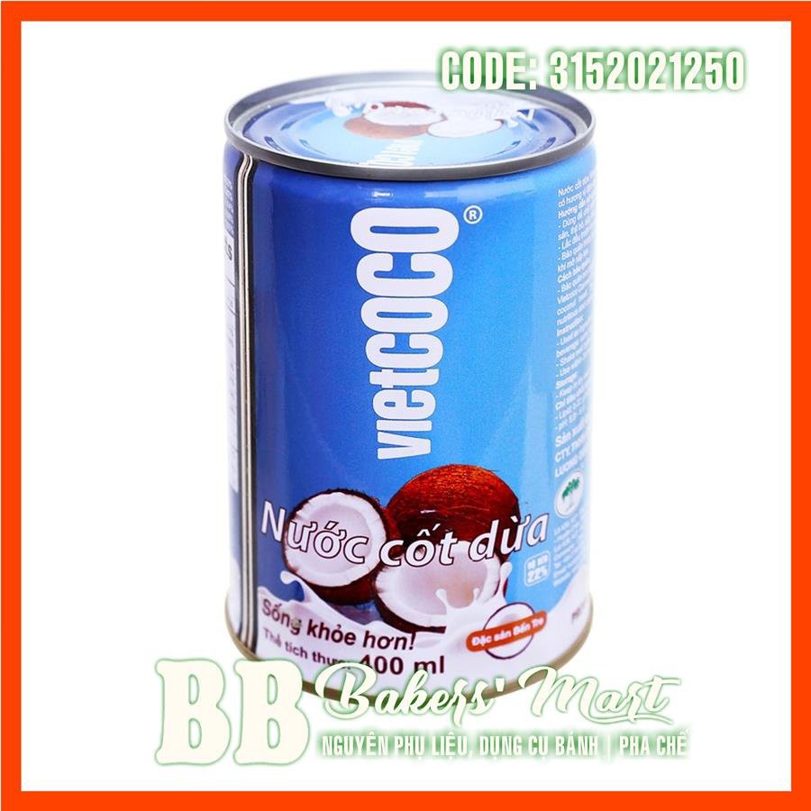 Nước cốt dừa VIETCOCO Xanh - Lon 400ml (BAO BÌ MỚI 06/2021)