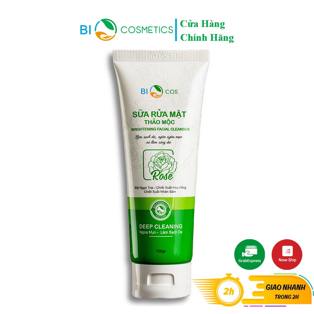 Sửa Rửa Mặt Giảm Mờ Mụn BIOCOSMETICS, Làm Sạch Da Và Làm Sáng Da 100ml