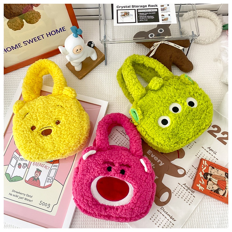 cô gái thú nhồi bông túi đeo vai dễ thương hoạt hình túi xách tay Gấu dâu Winnie the Pooh Three Eyed