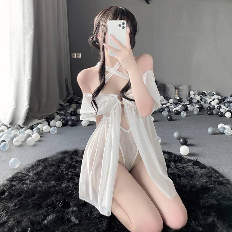 Bộ Đồ Ngủ Hai Dây Phối Ren Xuyên Thấu Gợi Cảm Cho Nữ