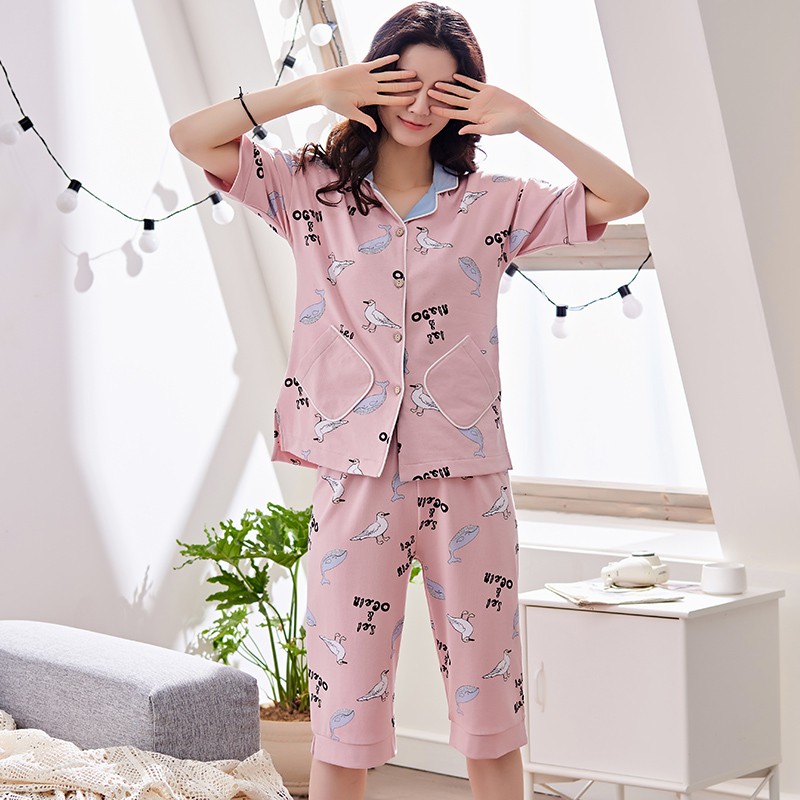 [Ảnh thật] BỘ LỬNG NỮ, BỘ PIJAMA NỮ style Hàn Quốc, chất COTTON 100% thông thoáng | BigBuy360 - bigbuy360.vn