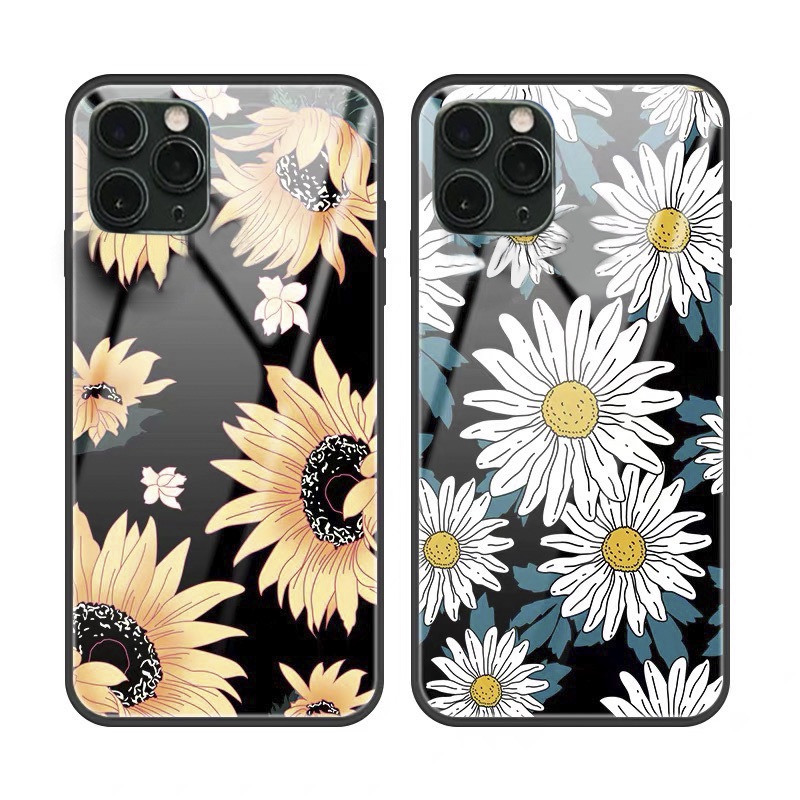Ốp lưng iphone kính Hoa cúc case 14plus 14 pro max 13 12 promax 11 mini 6 6s 7 8 plus x xr xs Se