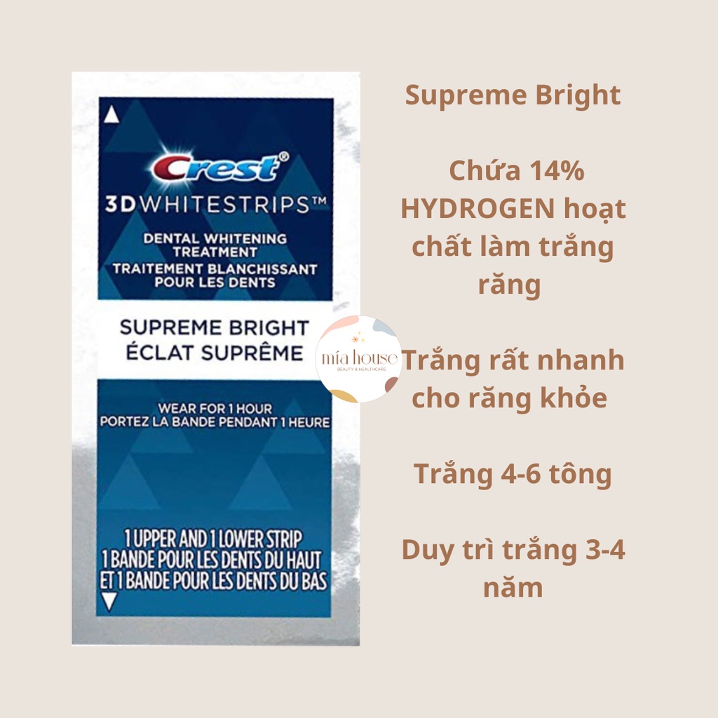 Miếng dán trắng răng Crest 3D White - 1 gói
