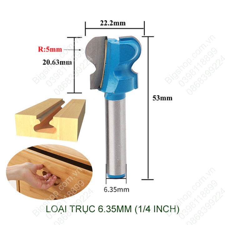 Mũi phay-soi gỗ để làm tay nắm âm, loại 22mm cốt 8mm hoặc 6.35mm (kho hàng Hà Nội luôn sẵn có)