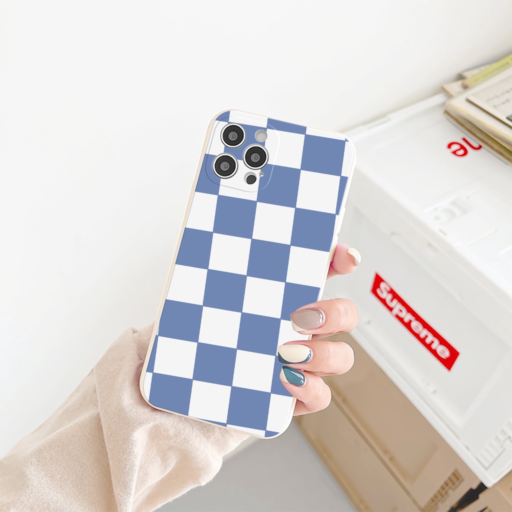 Ốp lưng iphone Blue Caro cạnh vuông 6/6plus/6s/6splus/7/7plus/8/8plus/x/xs/11/12/13/14/pro/max/promax/plus/shin/case