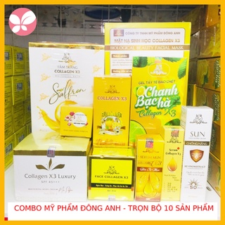 Combo Mỹ phẩm Đông Anh trọn bộ 10 Sản phẩm cho Body và Face - Hàng chính hãng Collagen X3 Đông Anh