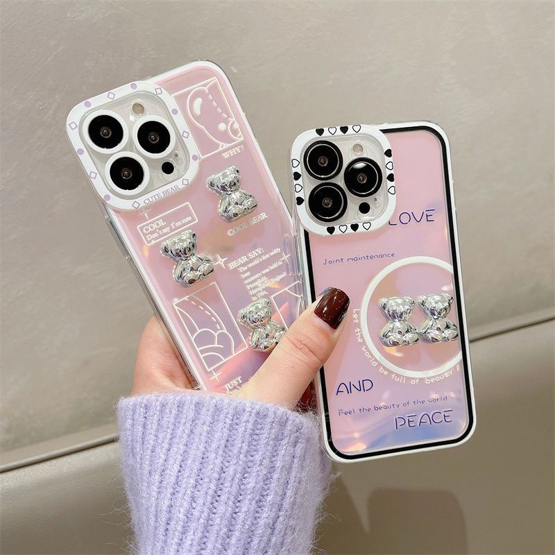 Ốp Điện Thoại Hình Gấu 3D Chống Sốc Cho iPhone 12 13 11 Pro Max X Xs Max Xr