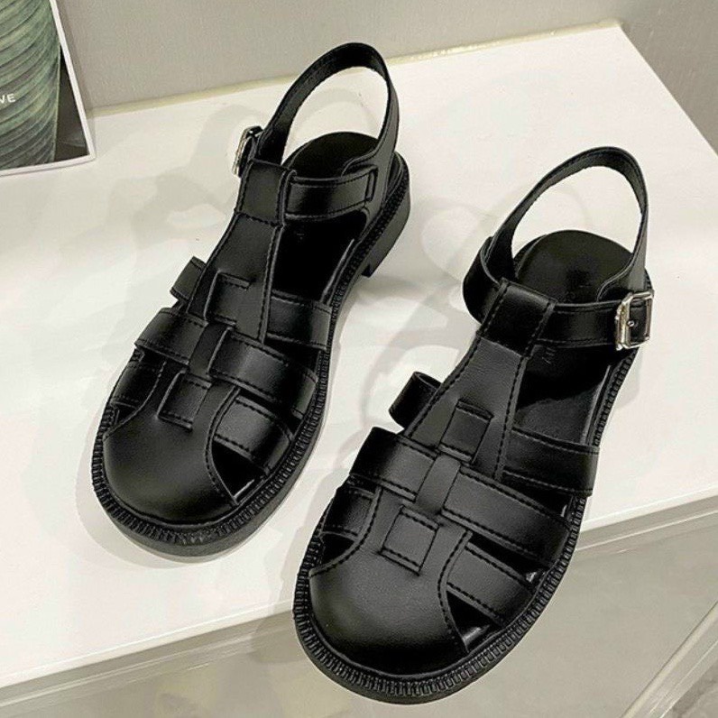 Xả kho 3 ngày:Giày sandal nữ rọ chiến binh đan 3 bản mũi tròn ZINZIN3456