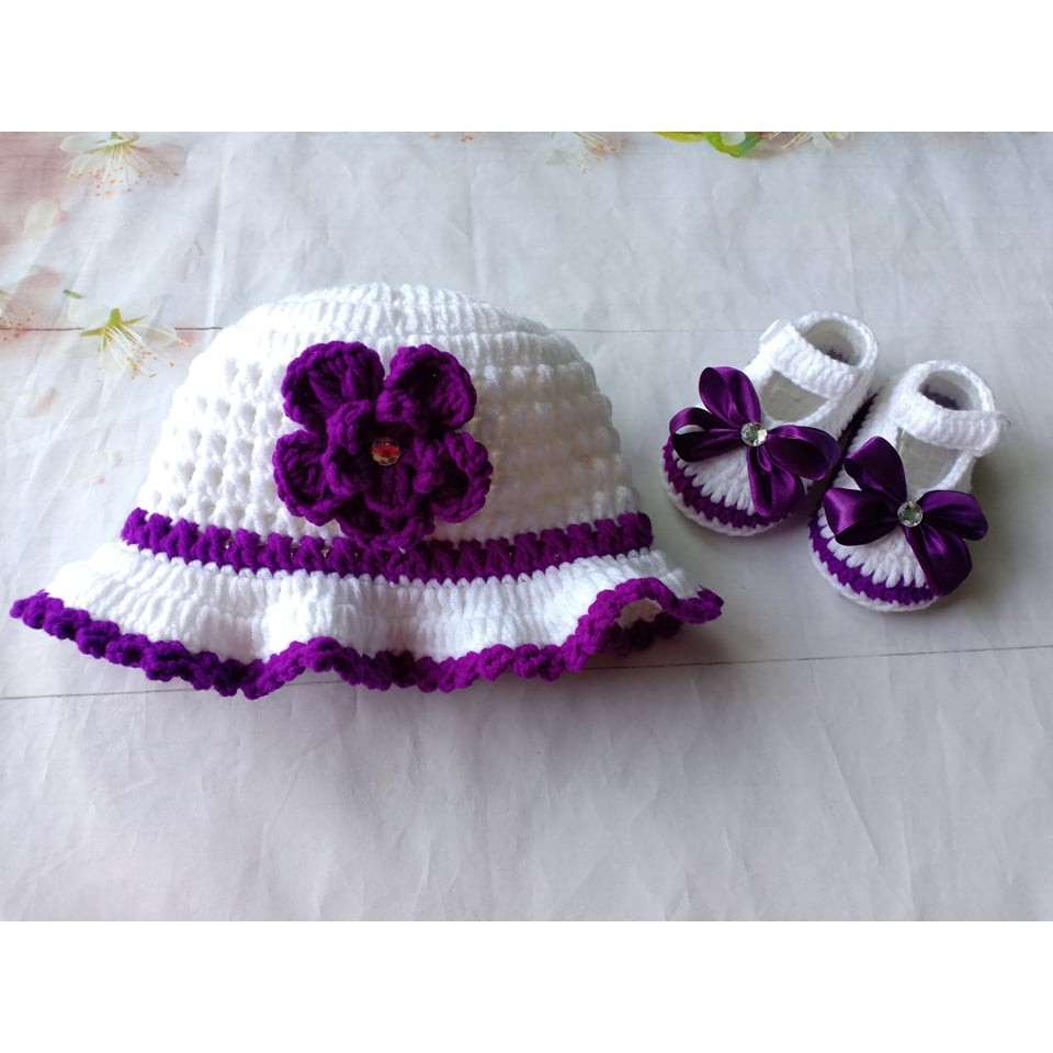 SET NÓN VÀ GIÀY LEN CHO BÉ GÁI DƯỚI 15 THÁNG