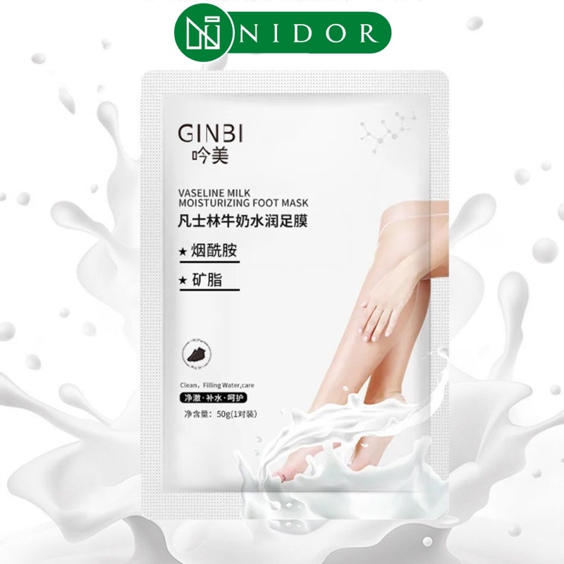 Mặt Nạ Ủ Chân GINBI Sữa Dê Dưỡng Trắng Da Giảm Thâm