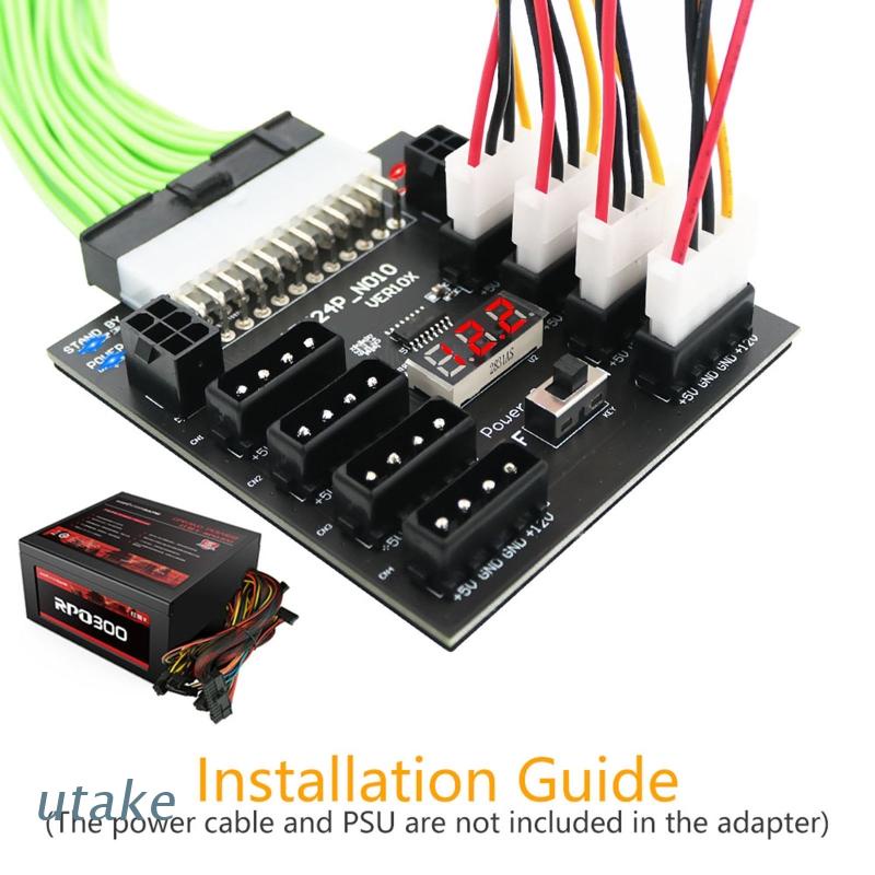 Đầu Chuyển Đổi UTAKEE ATX 24Pin Sang 8x Big 4Pin 2x 6Pin Cho Máy Đào Bitcoin