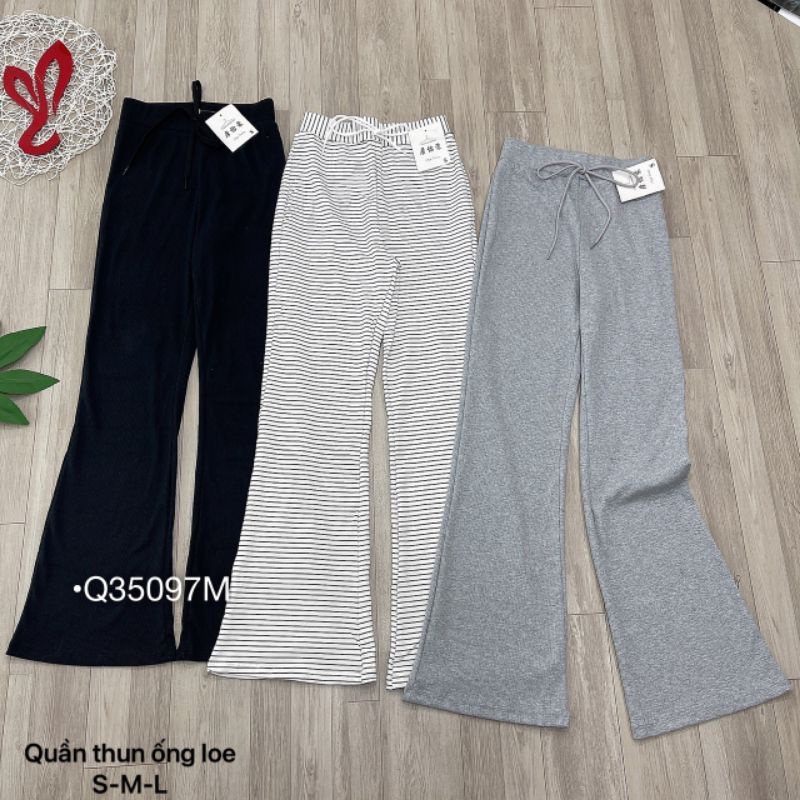 Quần ống loe nữ cạp cao lưng chun bigsize Quần legging nữ ống loe ôm thun co dãn xuất xịn