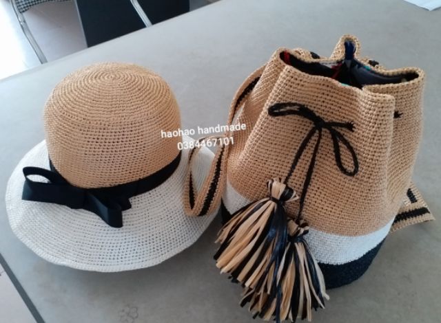 Combo sợi cọ raffia và phụ kiện nón mũ