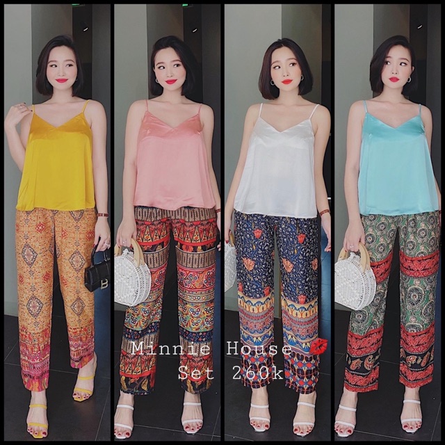 Đồ Bộ Áo Dây Satin Quần Lụa Hàn Thổ Cẩm | BigBuy360 - bigbuy360.vn