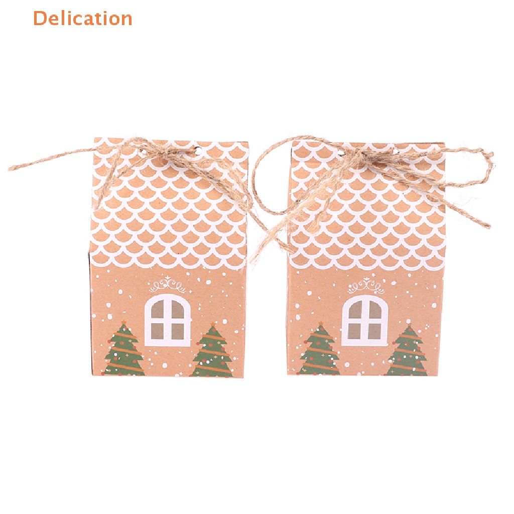 Set 5 Hộp Đựng Kẹo Hình Ngôi Nhà Giáng Sinh DIY