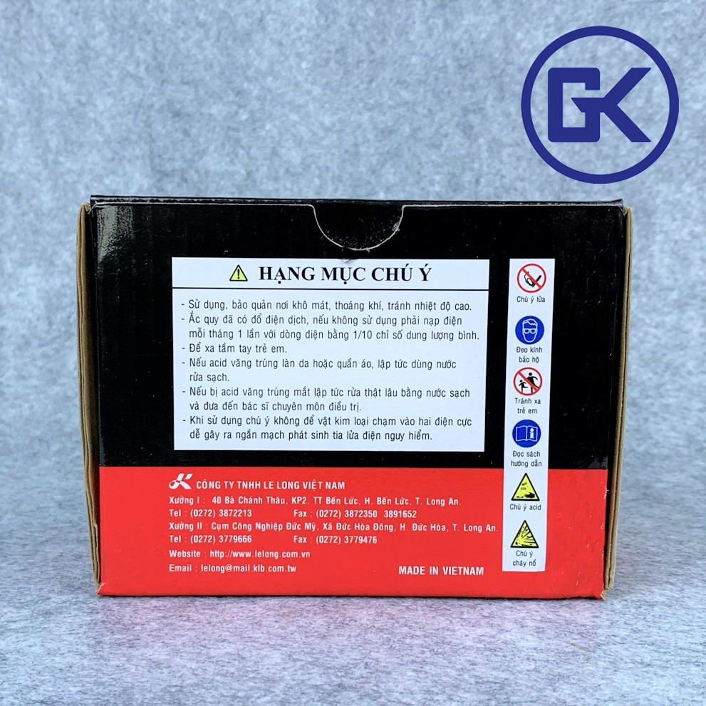 Ắc quy xe máy khô Globe 12V - 4.2Ah lùn đỏ