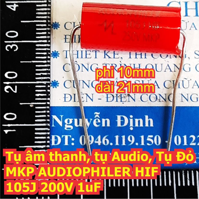 5 con Tụ âm thanh, tụ Audio, Tụ Đỏ MKP AUDIOPHILER HIF 105J 250V 1uF kde8106