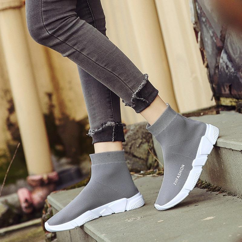 Giày Bốt Cổ Ngắn Co Giãn Thoáng Khí Cho Nữ