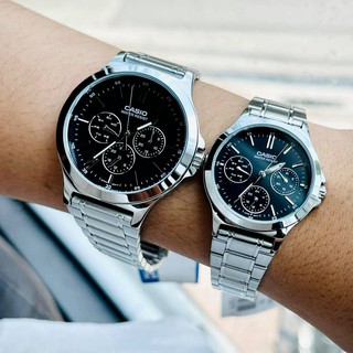 Đồng hồ nam nữ - Đồng hồ đôi cao cấp Casio V300D-1AUDF Dây thép - Mặt đen chống nước Bảo hành 1 năm Hyma watch