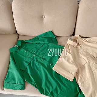 Đầm sơ mi túi nắp [2YOUNG] D984 (ảnh thật)