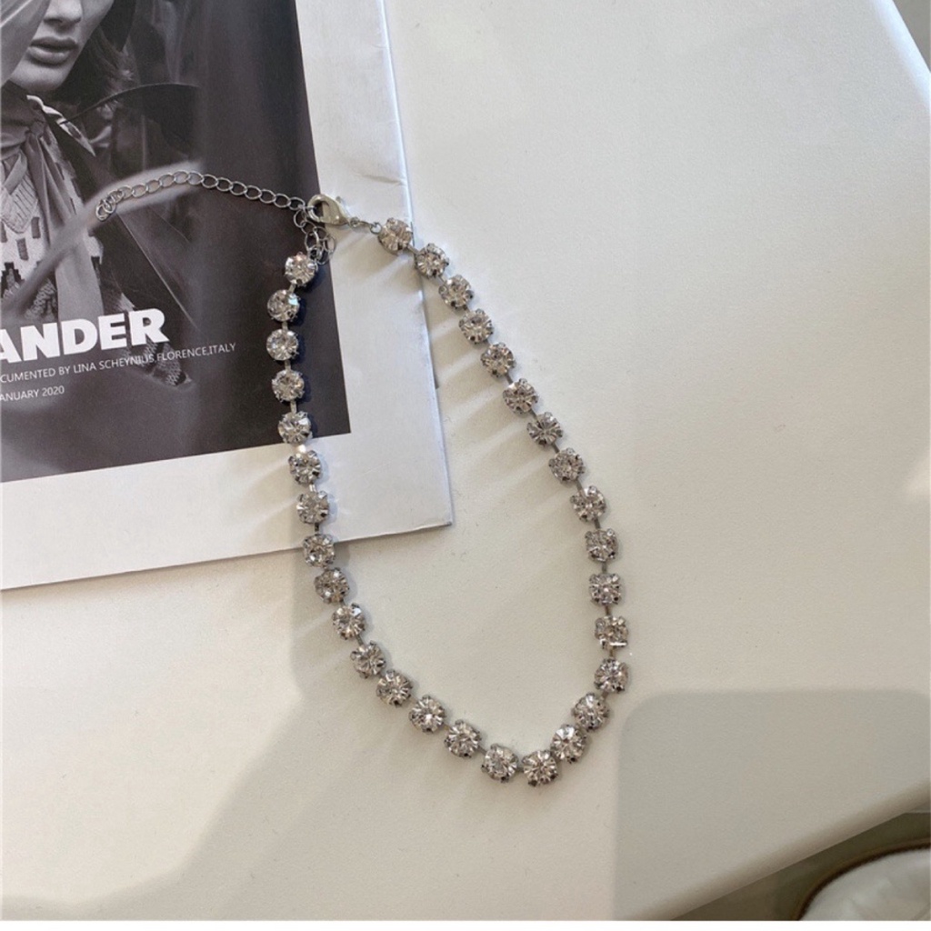 Vòng Cổ Choker Đính Kim Cương Sáng Bóng Thanh Lịch Mới Cho Nữ