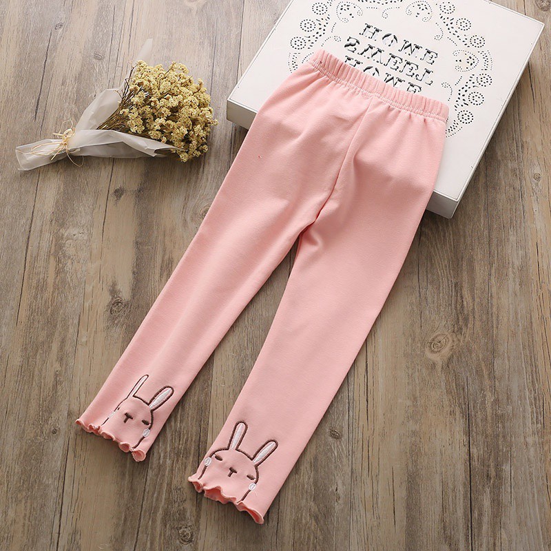 Quần legging cotton thêu hình mèo dễ thương cho bé gái