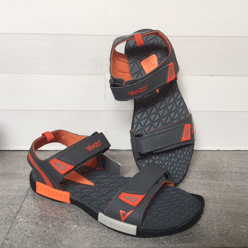 Giày sandal Vanzo xuất khẩu, dép quai hậu nam 2 quai cao cấp màu đen, cam big size 40; 41; 42; 43