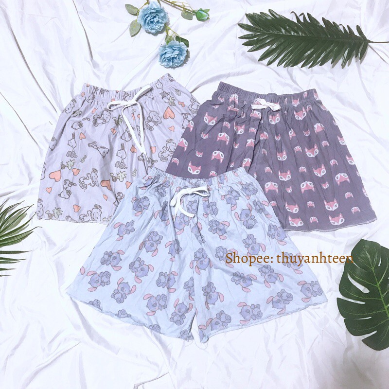 Quần short nữ, quần ngủ in hình cute, quần thun hoạ tiết siêu xinh
