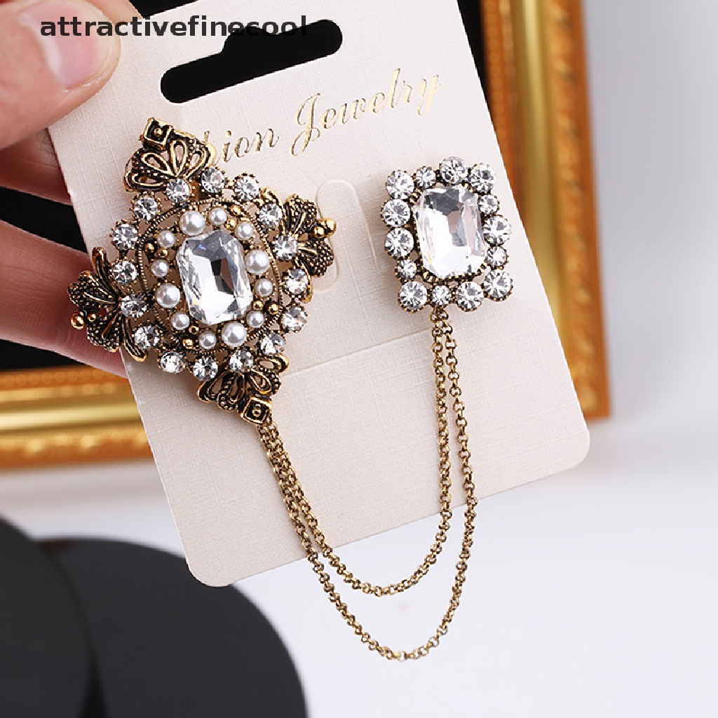 Trâm Cài Áo Đính Đá Phối Tua Rua Phong Cách Vintage Thời Trang Cho Nữ