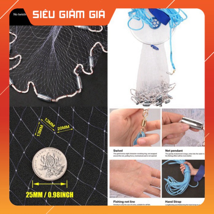 [Combo] [Combo] Chài Cá Đĩa Rút Thái Lan Dù Cước  [Giá rẻ] [Giá rẻ]