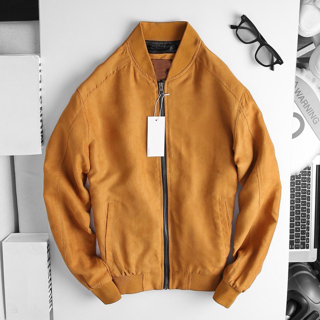 Áo Khoác Bomber Da Lộn, Chất Da Lộn Mềm Mượt, Chống Nước Nhẹ, Năng Động ARU SHOP