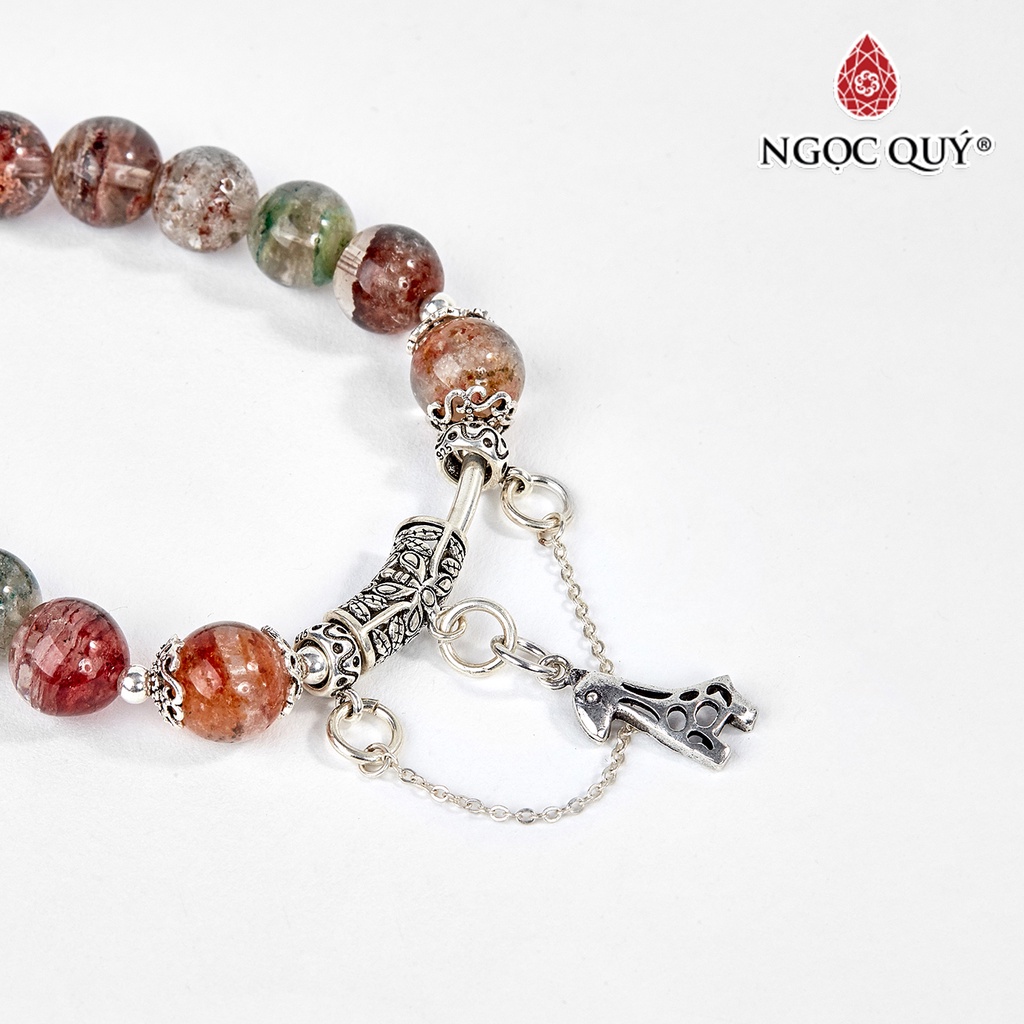Vòng tay TA ưu linh đa sắc phối charm hươu cao cổ bạc - Ngọc Quý