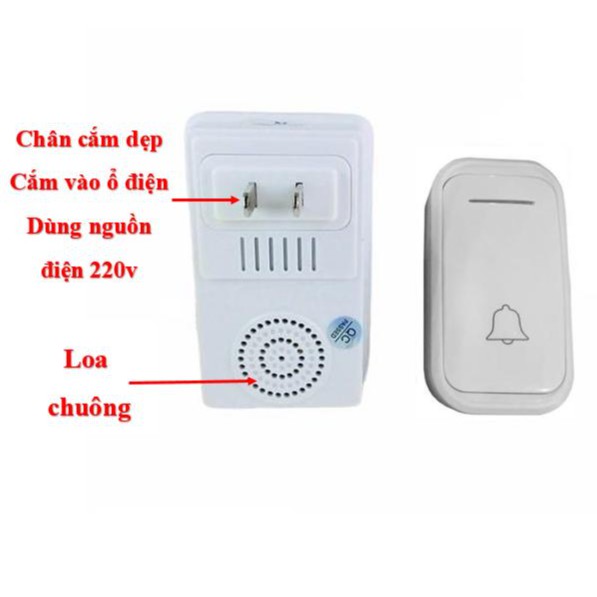 [Kèm pin] Bộ 4 Chuông 1 nút nhấn chuông cửa không dây kawa DB658 38 kiểu chuông