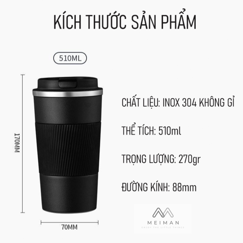 Ly giữ nhiệt 510ml - Inox 304 - Thiết kế đẹp - Giữ nhiệt tốt