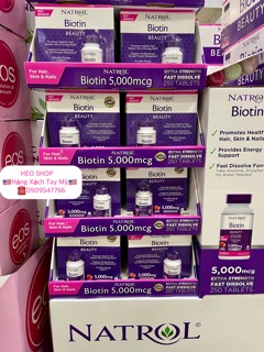 VIÊN UỐNG MỌC TÓC NATROL BIOTIN 5,000MCG FAST DISSOLVE
