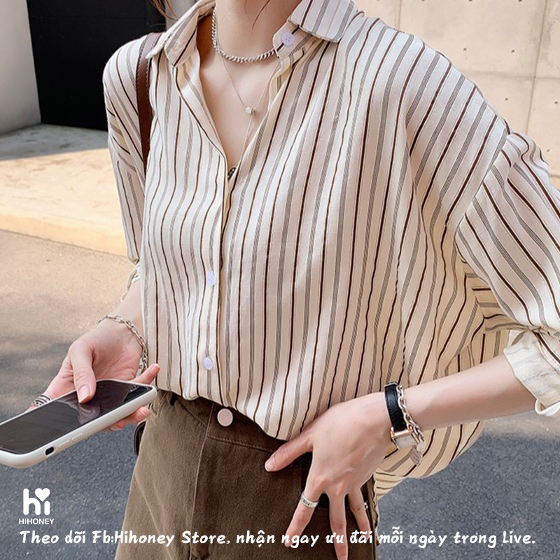 (Freeship) Áo sơ mi nữ dài tay công sở, màu kẻ sọc, chất cotton thấm hút mồ hôi,  Shirt Ulzzang ❤️