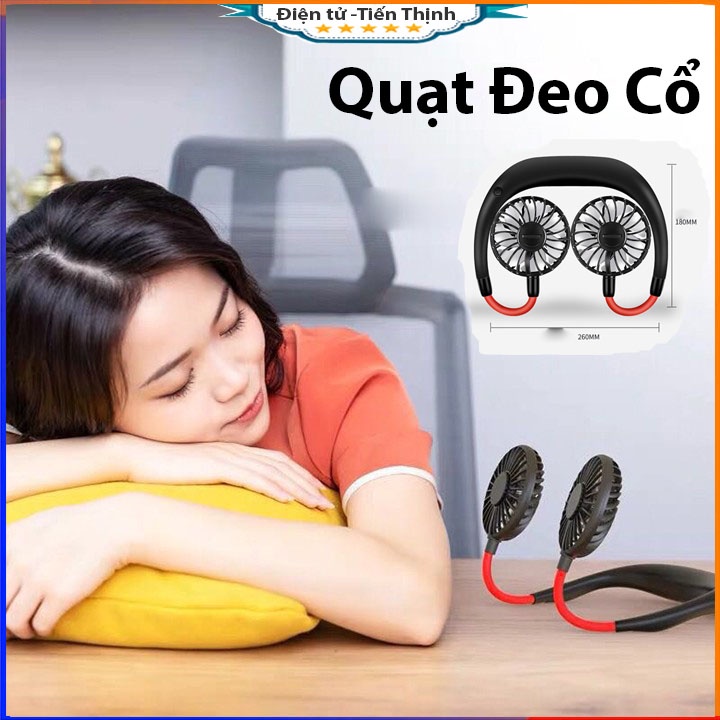 Quạt Tích Điện Đeo Cổ Có Đèn Led, Quạt Mini Đeo Cổ Tiện Dụng Cho Người Thể Thao Văn Phòng Siêu Mát