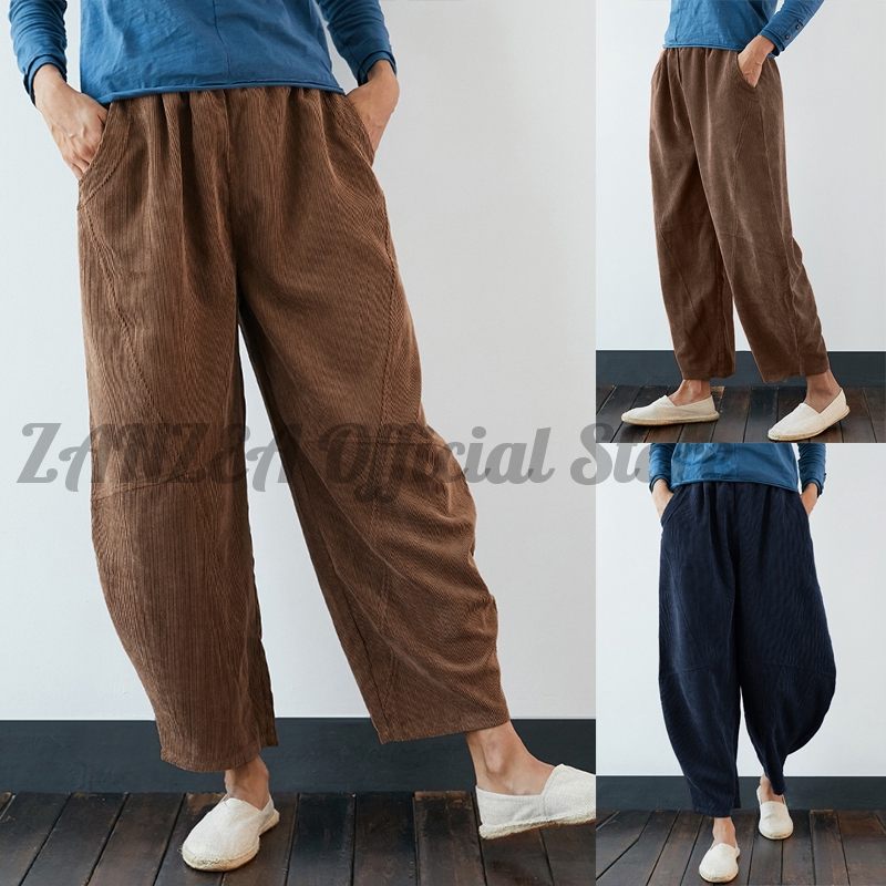 Quần Dài ZANZEA Dáng Rộng Phối Túi Thiết Kế Đơn Giản Phong Cách Vintage