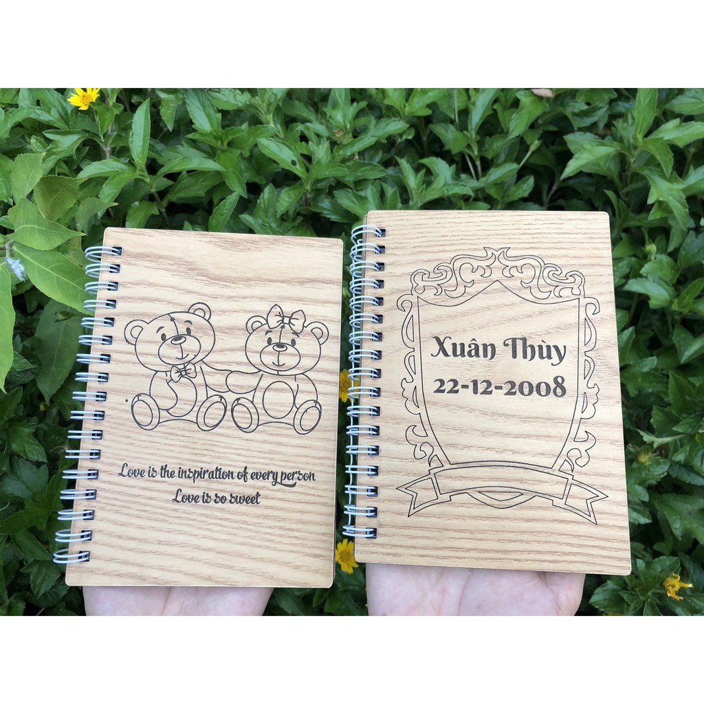 Combo 10 sổ tay A6 handmade bìa gỗ cứng - Sổ tay kế hoạch học tập thiết kế theo yêu cầu