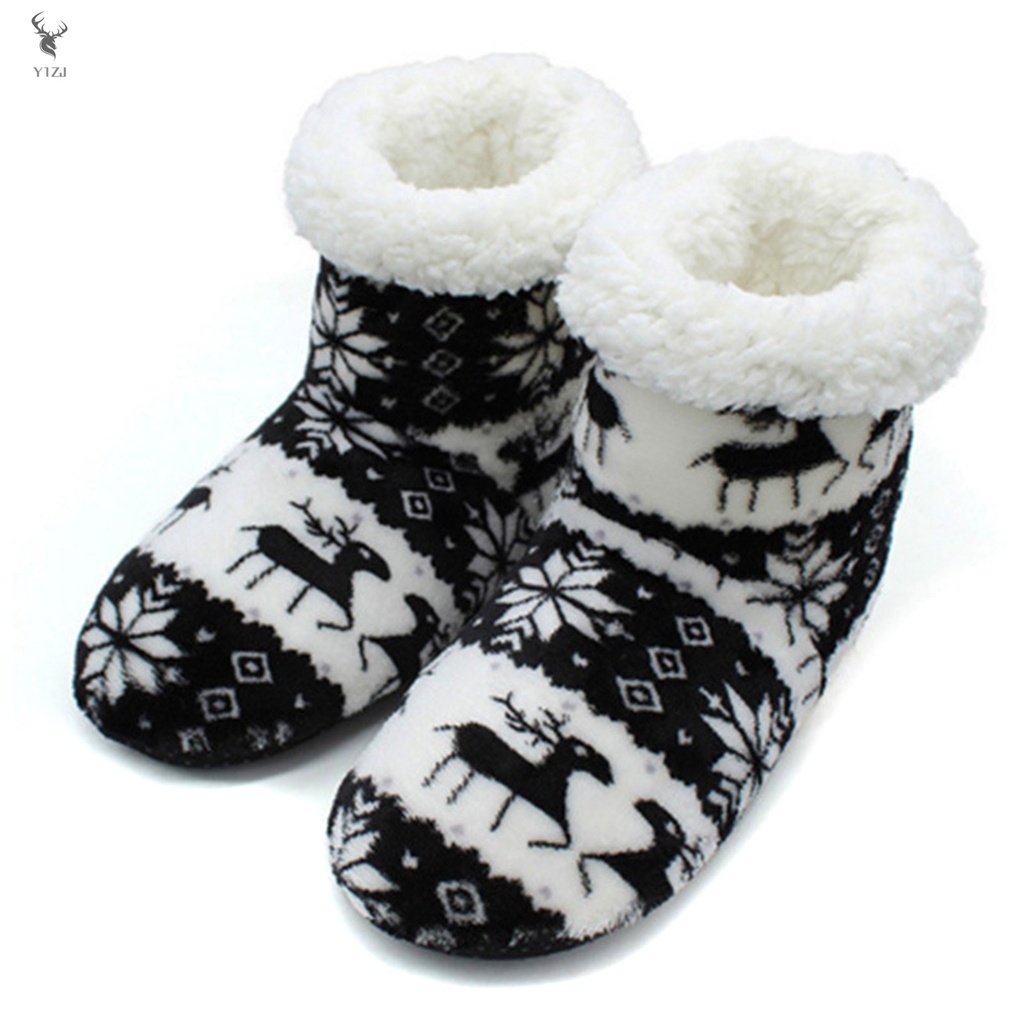 COD&amp; Adult's Christmas Warm Slippers Non-Slip Wearable Socks Soft Fleece Gripper Shoes