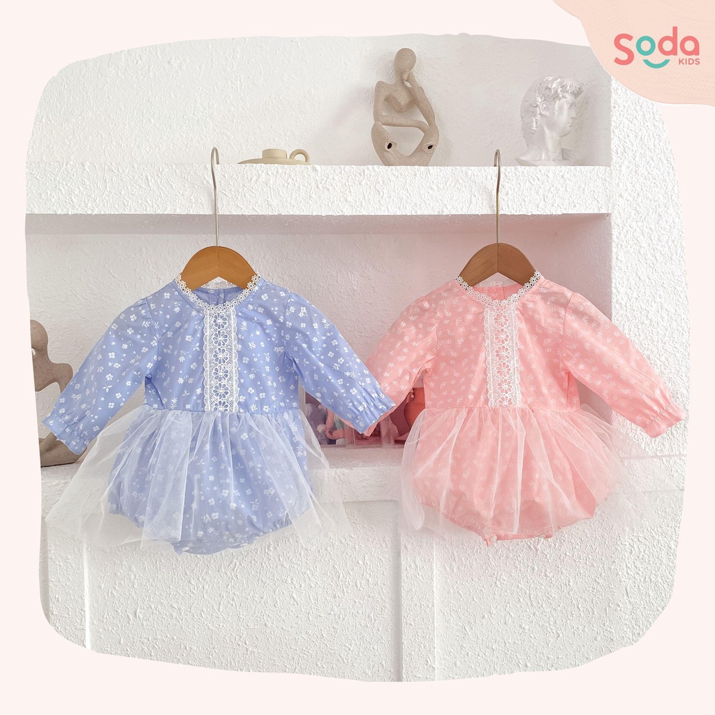 Body bé gái SELINE SODA KIDS chất liệu hoa nhí thô mềm, thiết kế voan tiểu thư, phong cách Hàn Quốc