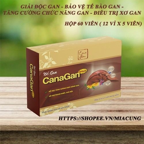 THUỐC BỔ GAN Viên uống bổ gan Canagan thải độc gan hạ men gan bảo vệ tế bào gan tăng cường chức năng gan hộp 60 viên