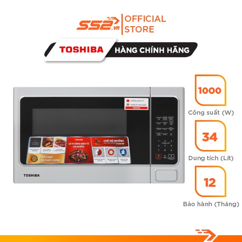 [Mã ELHADEV giảm 4% đơn 300K] Lò vi sóng có nướng Toshiba 34 lít ER-SGS34(S1)VN - Bảo Hành Chính Hãng