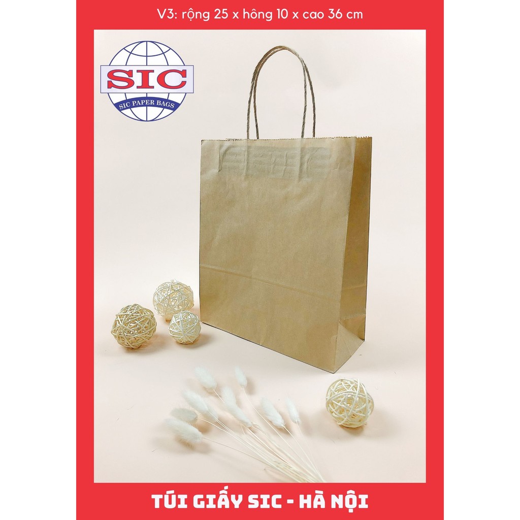 [SET 100 CHIẾC] TÚI GIẤY KRAFT V3- 25x10x30 CÓ QUAI (ẢNH THẬT)