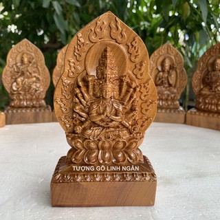 Tượng phật bản mệnh tuổi Tý (Thiên thủ thiên nhãn) cao 14 ngang 8 sâu 4 cm - Tặng vòng tay 12 ly và băng keo dán đế 2 mặ