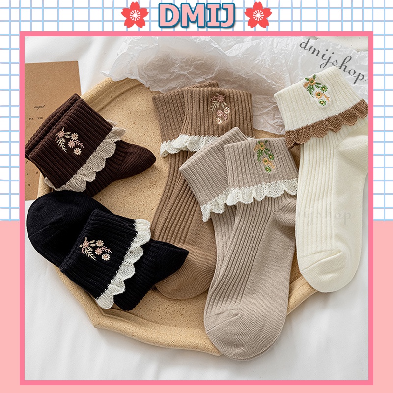 Tất nữ cổ cao phong cách vintage nhiều màu vớ nữ cổ cao đáng yêu