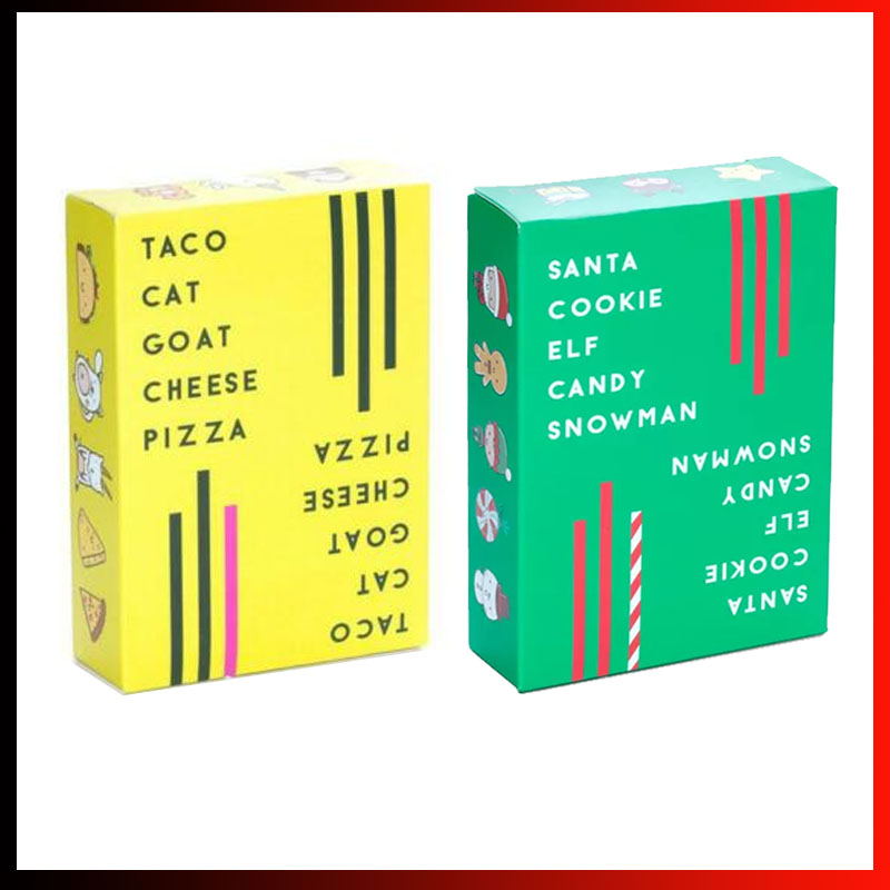 Bộ Thẻ Trò Chơi Taco Cat Goat Cheese Pizza & Santa Cookie Elf Người Tuyết Cá Heo Vui Nhộn